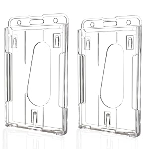 Teskyer Hard Plastic ID Badge Holder Heavy Duty High Clear PC Material Holds 2 Cards Suitable for Name