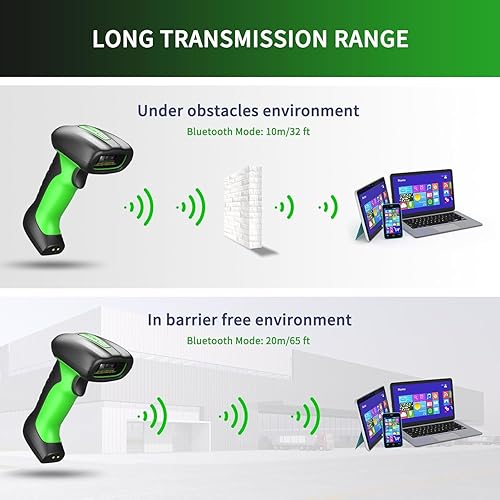 Miniatura 6 de NETUM Escáner de código de barras industrial 2D QR Bluetooth con base de carga, lector de código de barras inalámbrico 2D1D mejorado, batería de