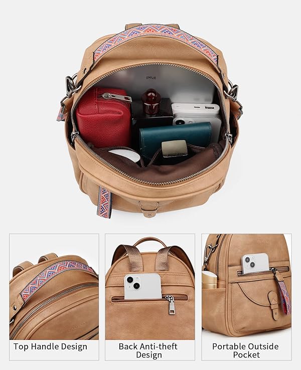 FADEON Mini Backpack Purse for Women, Designer Leather Cute Roomly Small Backpacks, Ladies Shoulder Backpack Fashion Handbag by FADEON - Image 4