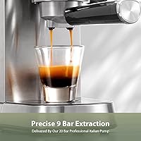 Vista 3 de Gevi Cafeteras comerciales de café expreso, cafetera profesional de 20 barras con espumador de leche, máquinas de café expresso de acero inoxidable