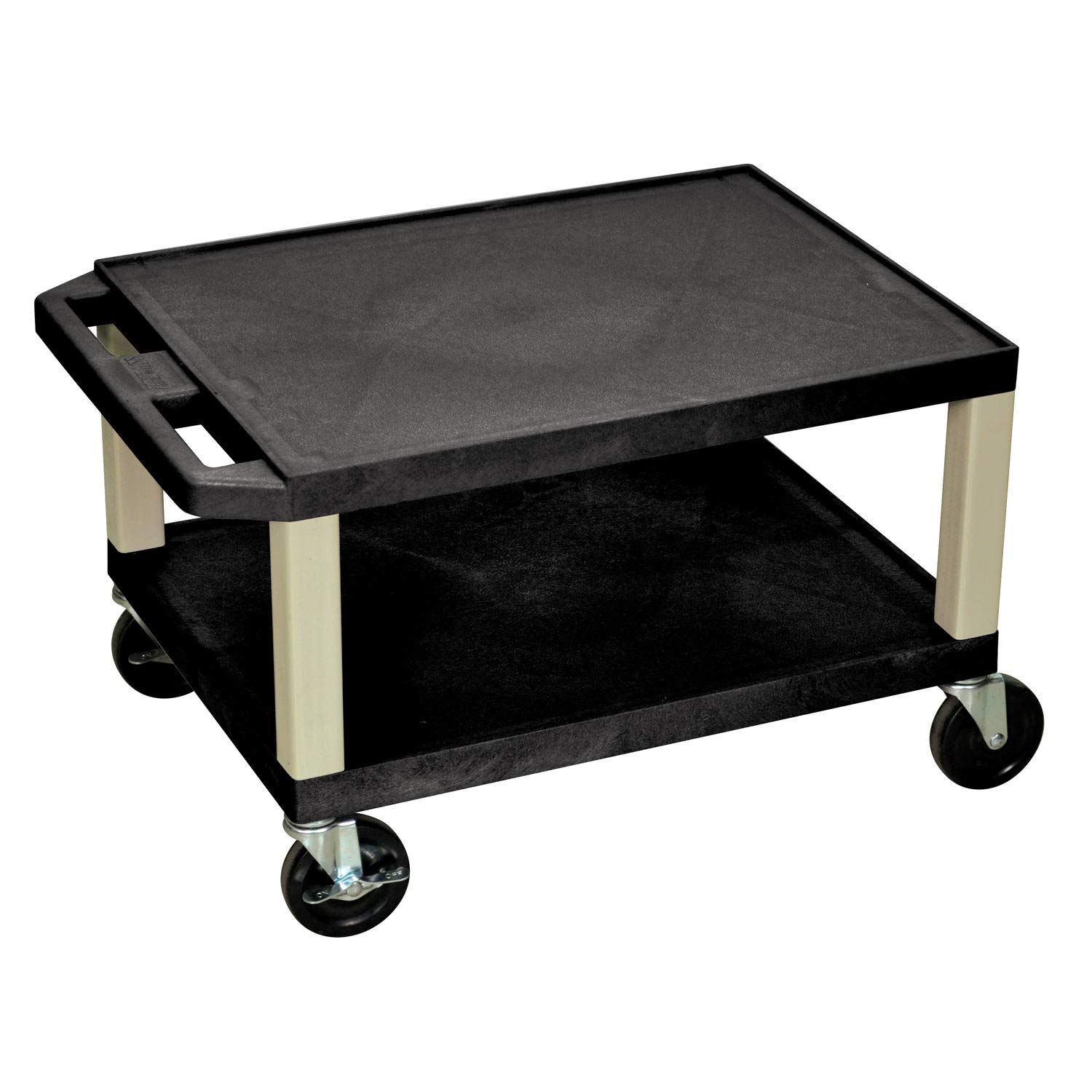 Luxor WT16-P 16"H AV Cart - Two Shelves - Putty Legs, Multipurpose Storage for Video Projector, TV, Laptop, Computer, Printer Stand, 24"W x 18"D x 16"H