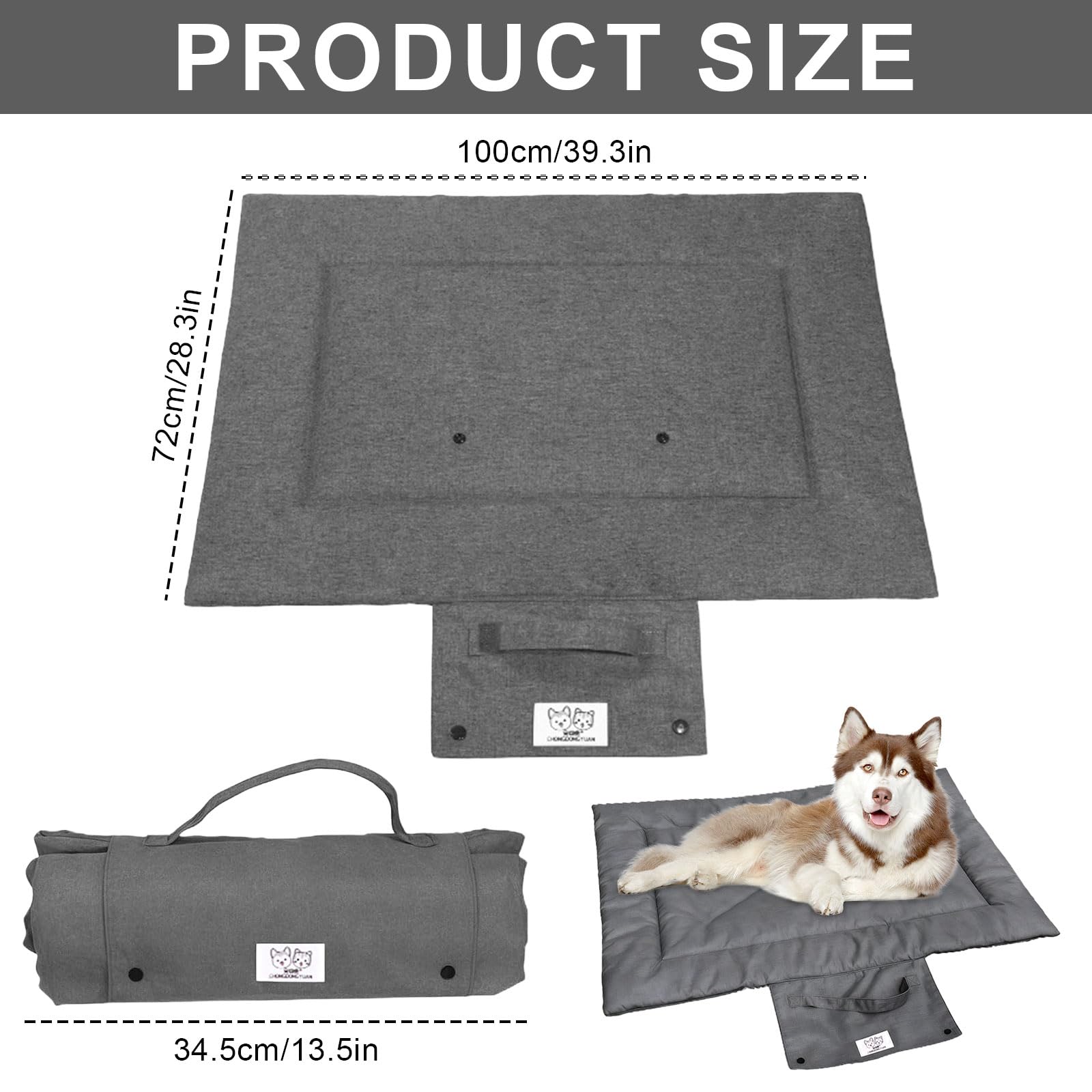 Hundedecke für Unterwegs,100x72 cm Hunde Decke Tragbar & Faltbar, Weiche Haustierdecke für Hunde & Katzen, Waschbar, Reise Hundedecke für Sofa, Auto & Outdoor Grau