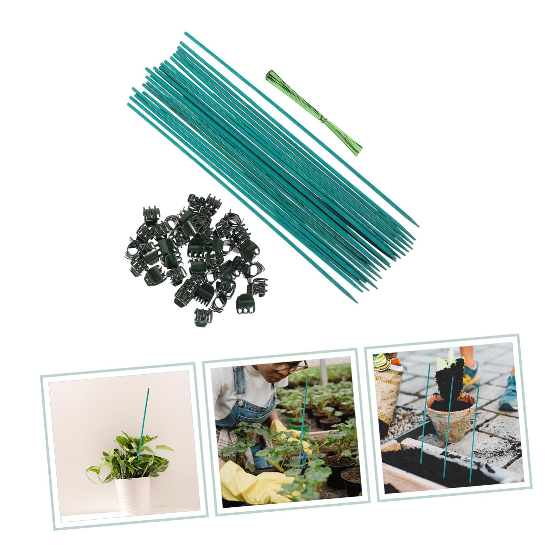Toyvian 3 Ensembles Support de Plantes Ensemble de Tuteurs Clips Fils pour Fleurs Plantes Grimpantes Accessoires de Jardinage Pratiques pour Droite Tiges