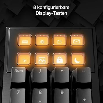 be quiet! Dark Mount Silent Linear UK ISO Gaming Keyboard 8 Display Caps Media Dock hot-swappable number pad lubricated mechanical buttons 3 layers of insulation double-shot keycaps ARGB
