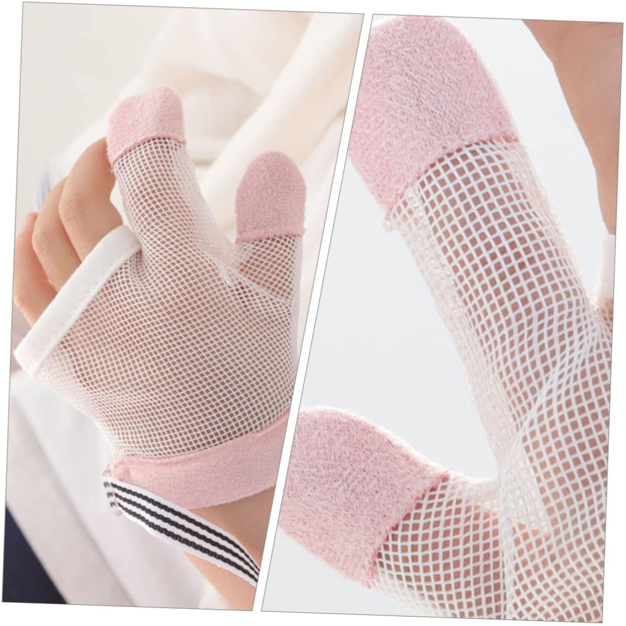 GARVALON Infant Finger Sucking Stop Guard 1 Pair No Finger Sucking Gloves Baby Anti-Scratch Gloves Comfortable Fit Mesh Design Random Color