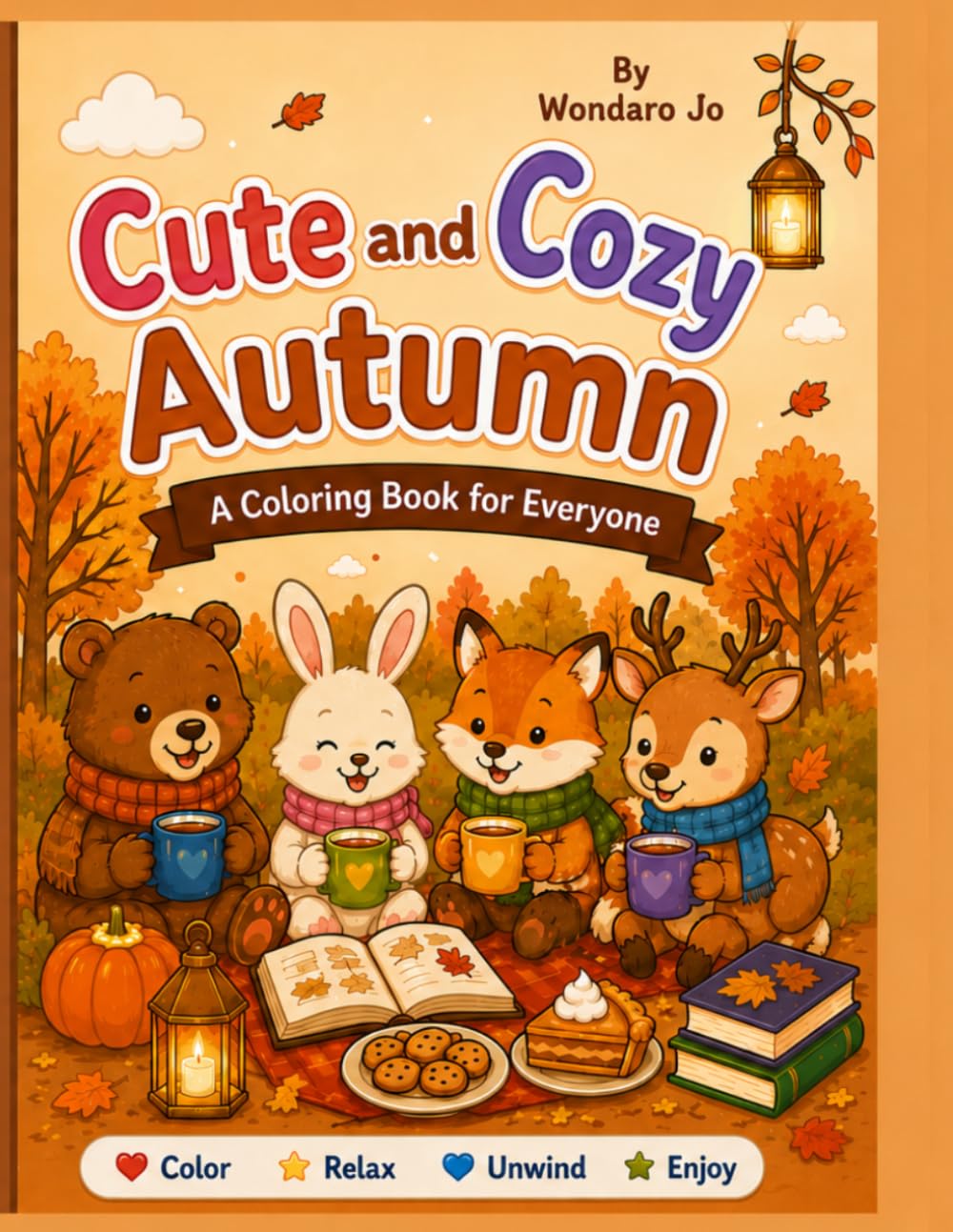Cute and Cozy Autumn: Bold and Easy Autumn Coloring Book with Cute Woodland Animals, Cozy Homes, Pumpkins, Mushrooms, and Relaxing Fall Scenes