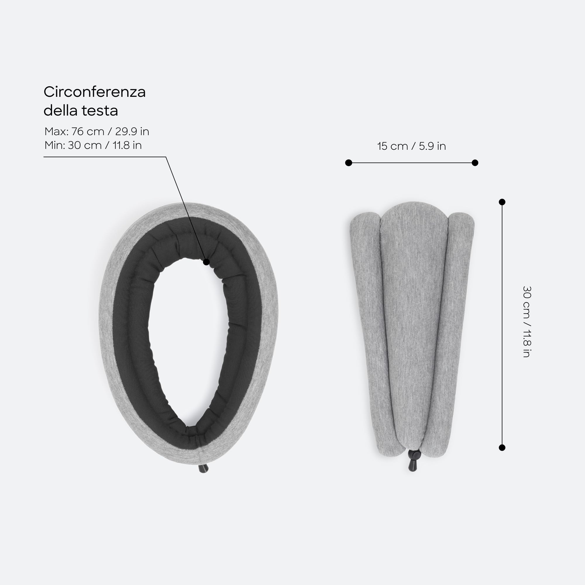 Ostrichpillow Light - Cuscino da Viaggio & Cuscino per Power Nap - Comfort Premium & Leggerezza, Regolabile alla Tua Testa, Piccolo & Versatile, Design Reversibile, Facile da Pulire (Midnight Grey)
