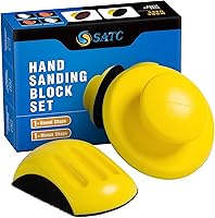 SSATC 5 Inch Hook & Loop Sanding Blocks - 2 Pack Round & Mouse Hand Sanders for Wood Furniture Restoration, Crafts & Woodworking