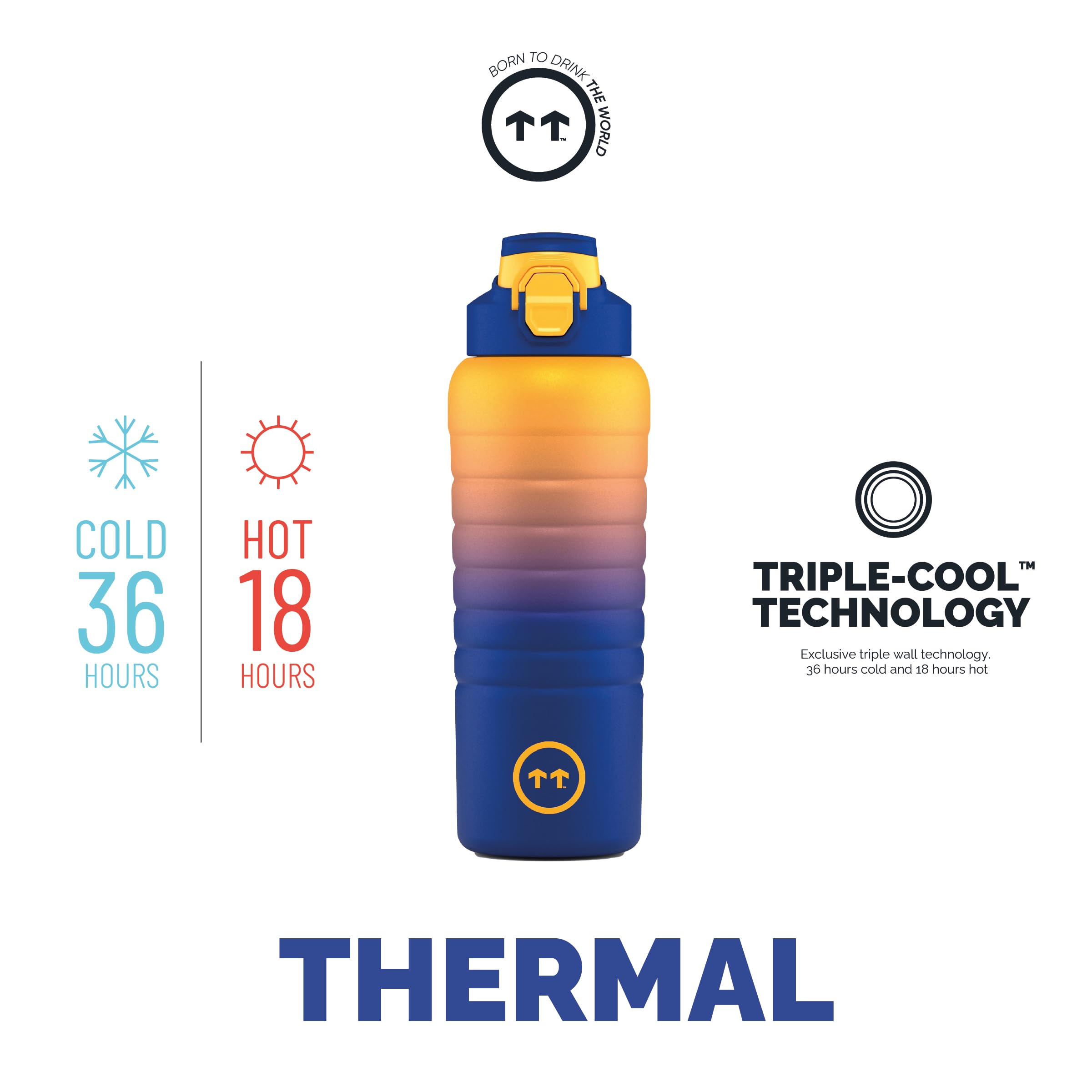Cool Bottles Gourde Isotherme Sport en Acier Inoxydable 725 ml avec 2 Bouchons (Fitness et Cycling) - Gourde pour Salle de Sport,en Plein air - Garde le Froid 36h / le Chaud 18h - Paris