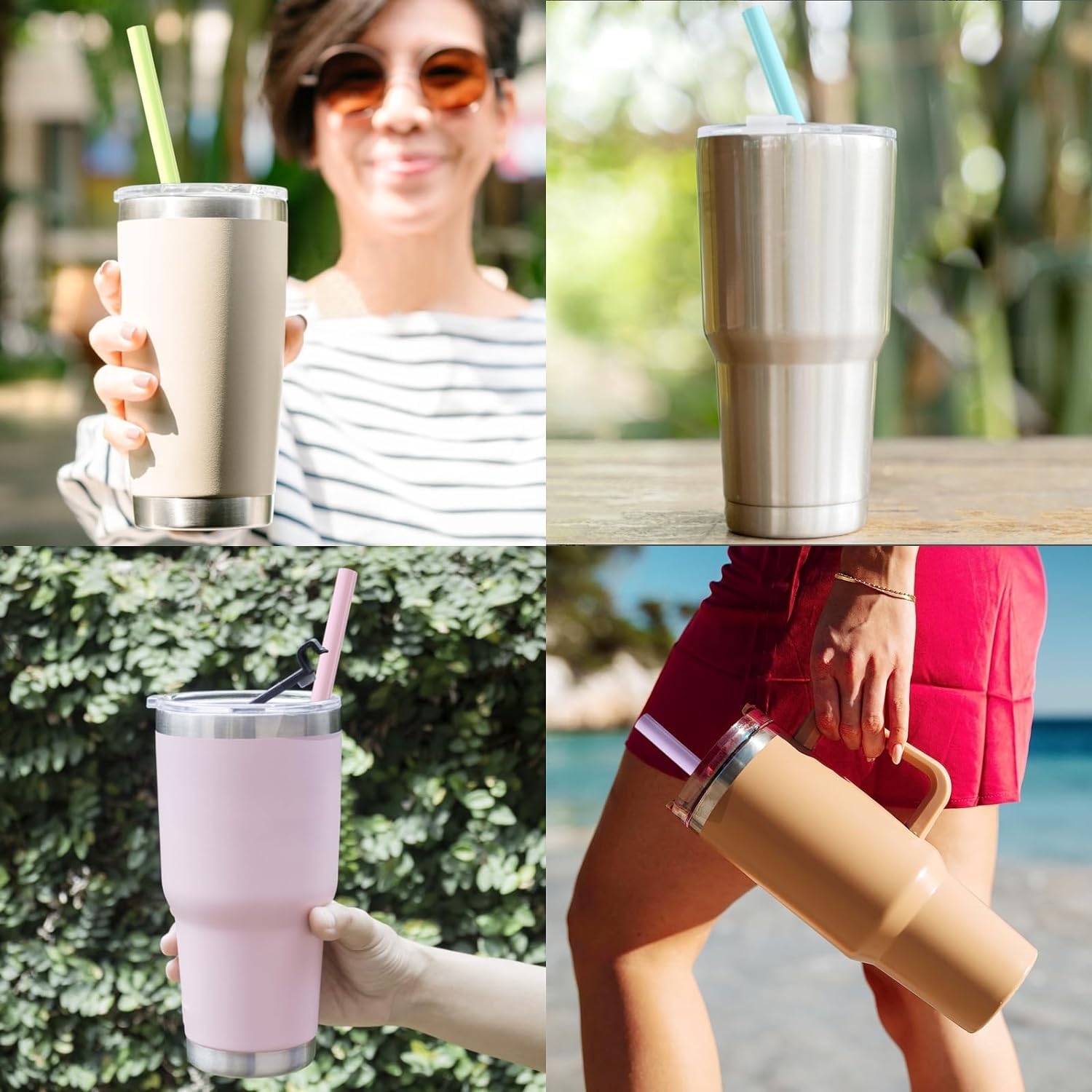 Pajitas de Silicona 6 Piezas Pajitas Reutilizables,Coloridas Silicona Pajitas Plegable Ecológico con Cepillo de Limpieza para Bebidas Frías Juice Coffee Cóctel