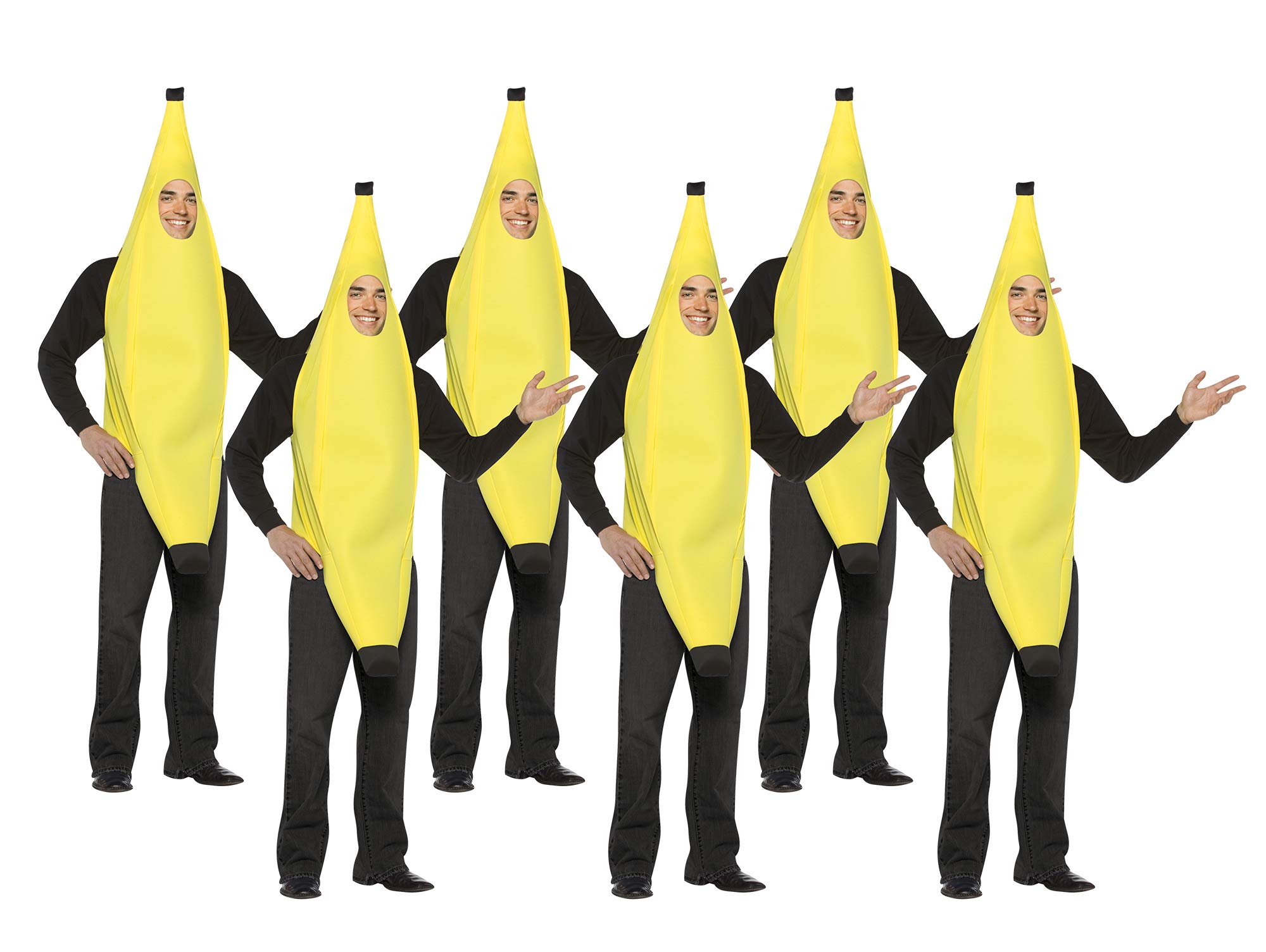 Rasta Imposta Lightweight Banana Costume 6 Pack for Adults, Trademarked Funny Fruit Costume, One Size Fits Most, Group Halloween Costume Set
