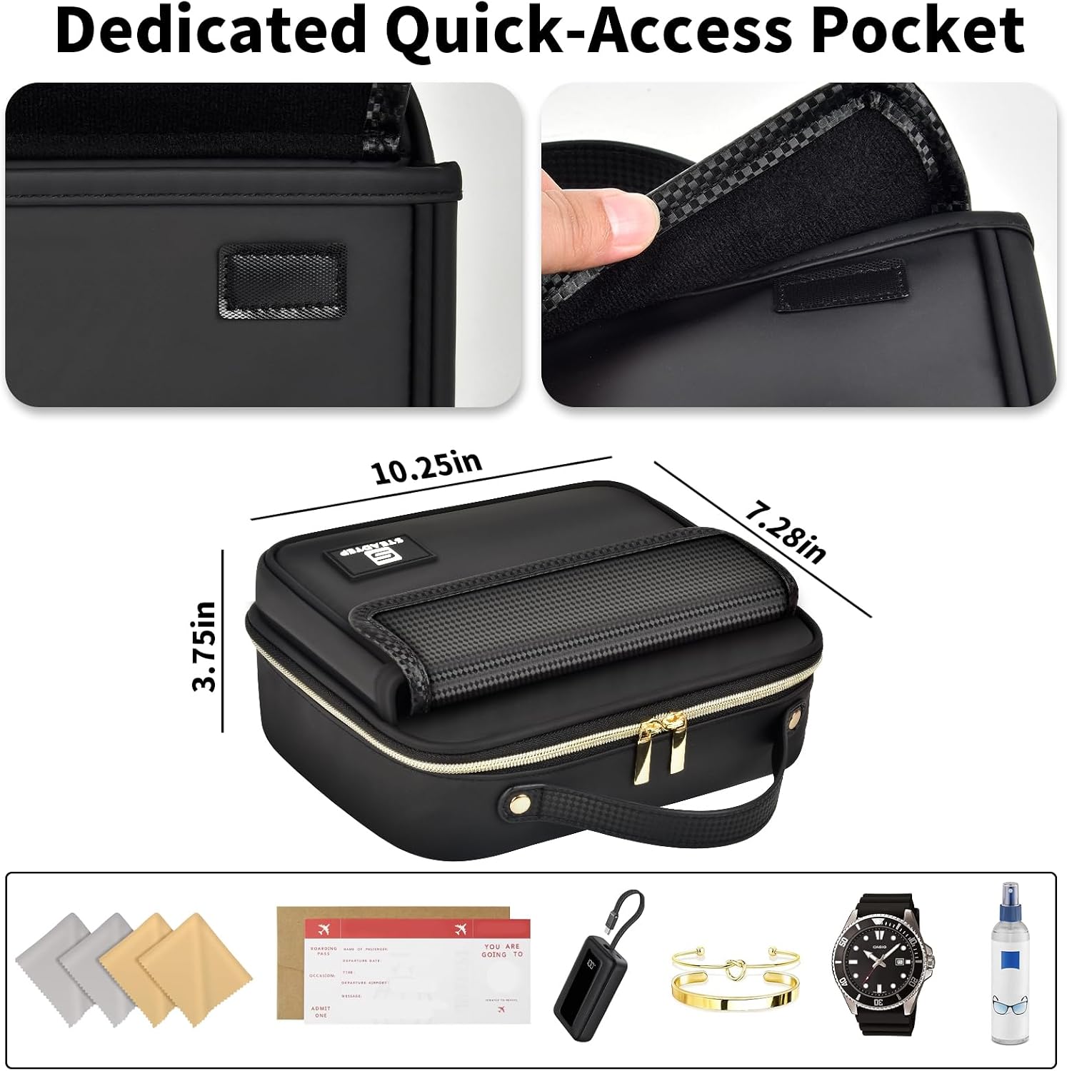 Travel Sunglasses Organizer Case with Adjustable Dividers for 6 Pairs-Portable Eyeglasses Storage Box for Men & Women