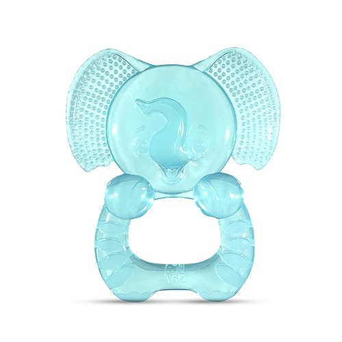 RaZbaby Elfy-Yummy - Juguete para aliviar la dentición, diseño de elefante, silicona de grado médico con cerdas ultra suaves para calmar las