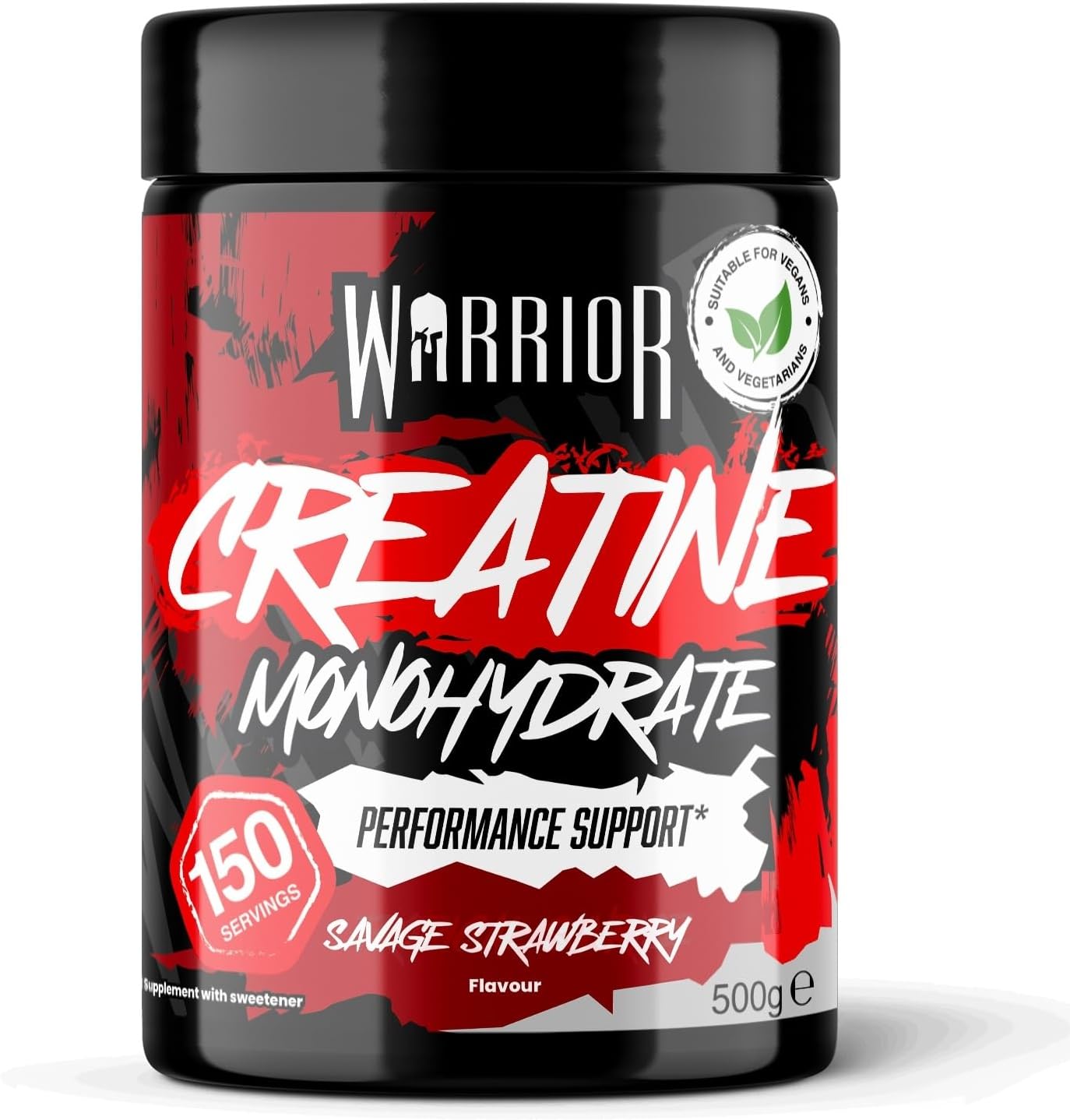 Warrior Creatine Monohydrate Powder 500g (150 Servings) – Pure Micronised Creatine Powder Supplement for Men & Women, Pre & Post Workout Strength, Muscle Growth & Recovery, Vegan – Savage Strawberry