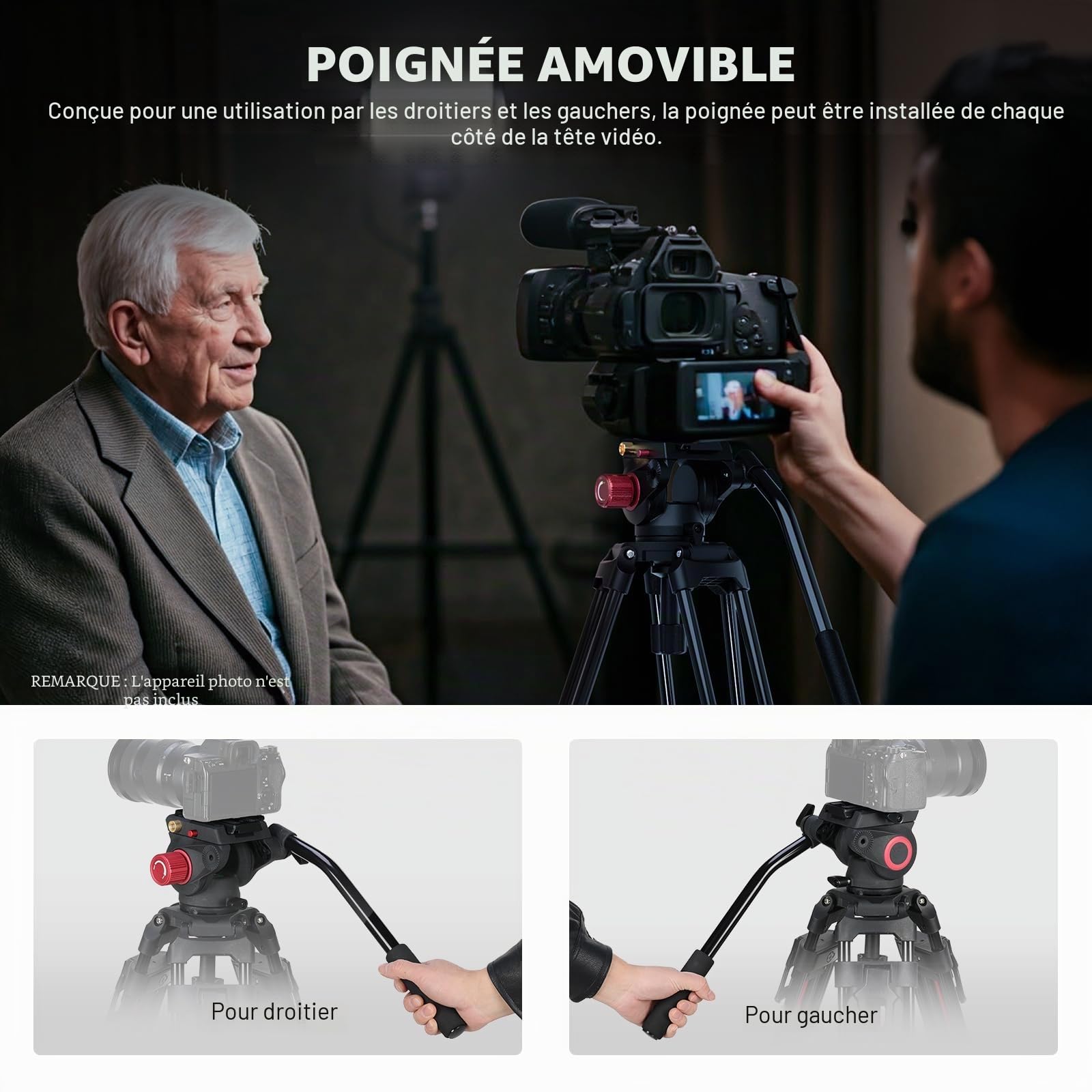 NEEWER Trépied pour appareil photo vidéo 2 m avec tête fluide, trépied haute performance en aluminium avec fermeture rapide et plaque QR compatible avec caméscope Canon Nikon Sony DSLR Charge maximale