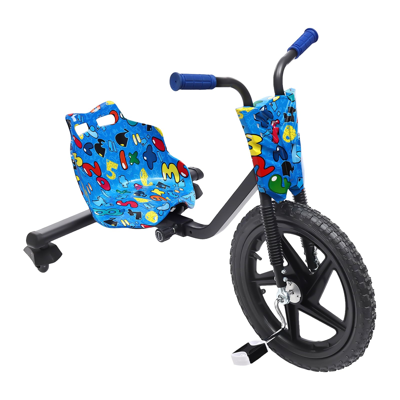 Monopattino per bambini a 360 gradi, 4 lunghezze regolabili, Crazy Cart per bambini, Go Kart Drift Trike, distanza larga 26 pollici, ruota anteriore 40 cm, portata 80 kg, per auto a partire dai 6 anni