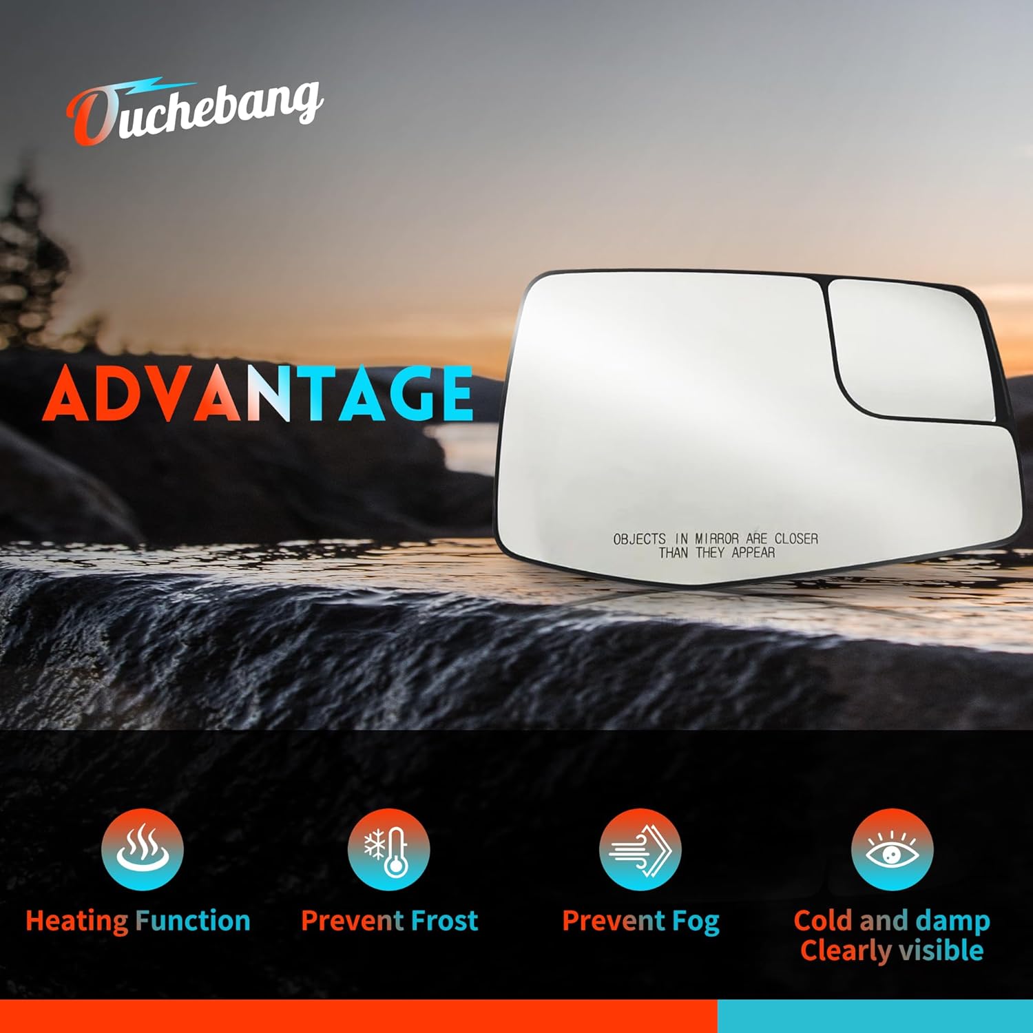 replacement left driver side mirror glass suitable for 2019-2024 chevrolet silverado,gmc sierra,84309708 backboard heating drive left side