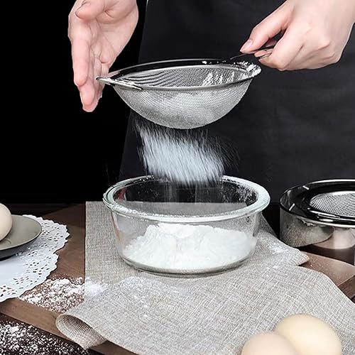 Miniatura 7 de 3Pcs Fine Mesh Strainer 3.2, 4.7, 7.1 Inch Stainless Steel Strainer with Handle Kitchen Colanders Sift Strain Drain & Rinse Vegetables Pastas Tea