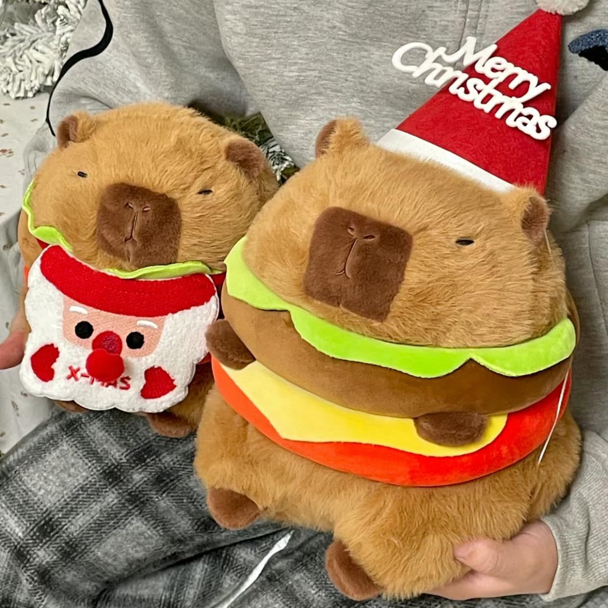 CHDBLOCK Hamburger Capybara Plush Toy - 11 Inch Cute Capybara Stuffed Animal, Kawaii Capibara Plushie for Kids and Adults Hamburger Plush