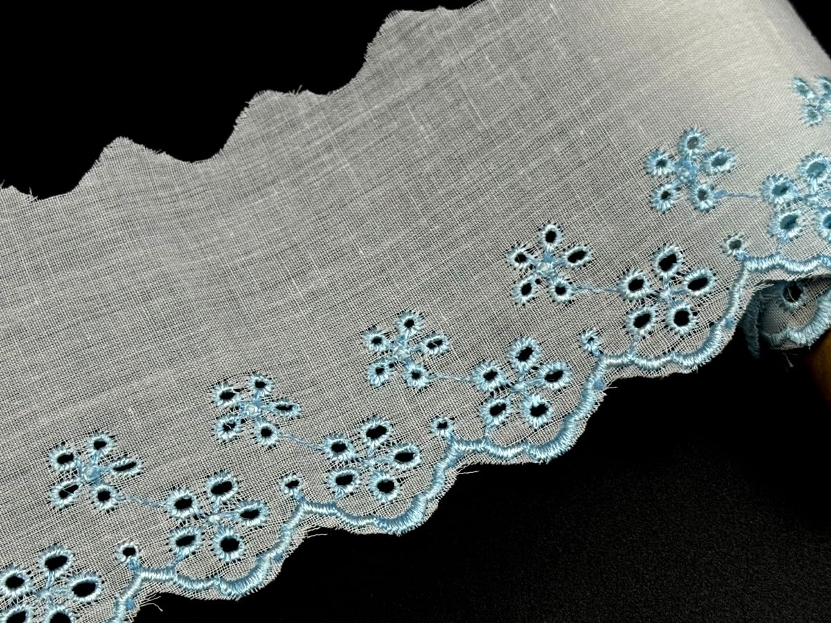 Floral Pattern Polyester Fabric Lace for Apparels,Home Furnishing & Art & Craft (Light Blue)-image-19