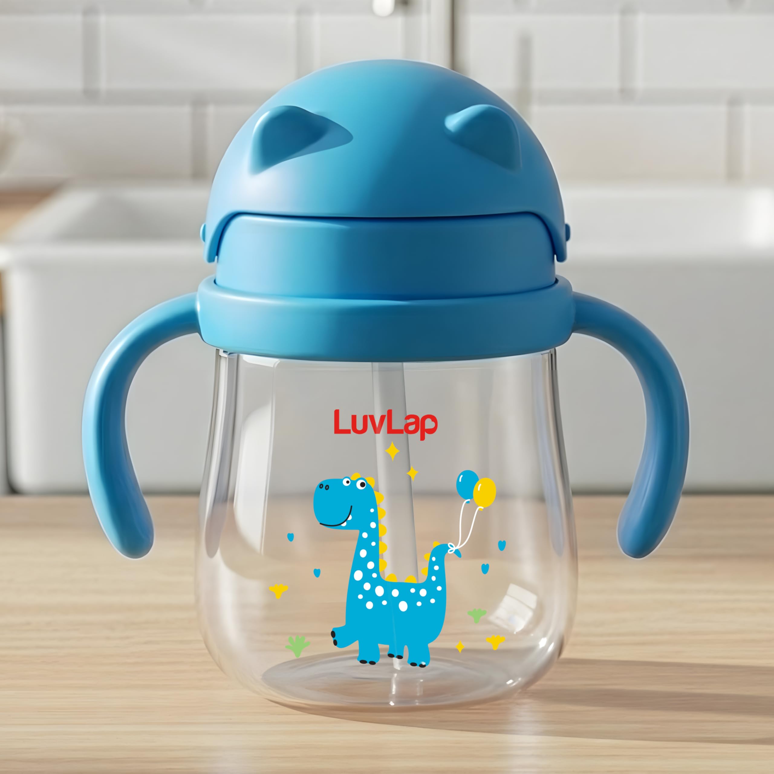 LuvLap Joy Anti Spill Sipper for Kids with Twin Easy-Grip Handles, 270 ml, Sippy Cups with Soft Silicone Straw, Training Cup for Kids,Water Bottle, Non-Toxic & BPA Free, 1 Year+ (Blue) (Pack of 6)-image-13