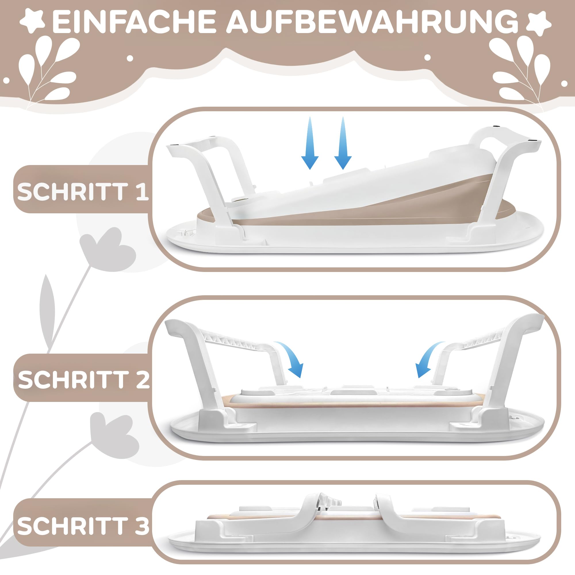 XXL Babywanne faltbar FawnsLife - faltbare badewanne baby mit bequemen Sitz und faltbarer Wassereimer- baby badewanne faltbar in Premium Qualität, praktisch für kleine Räume und Reisen.