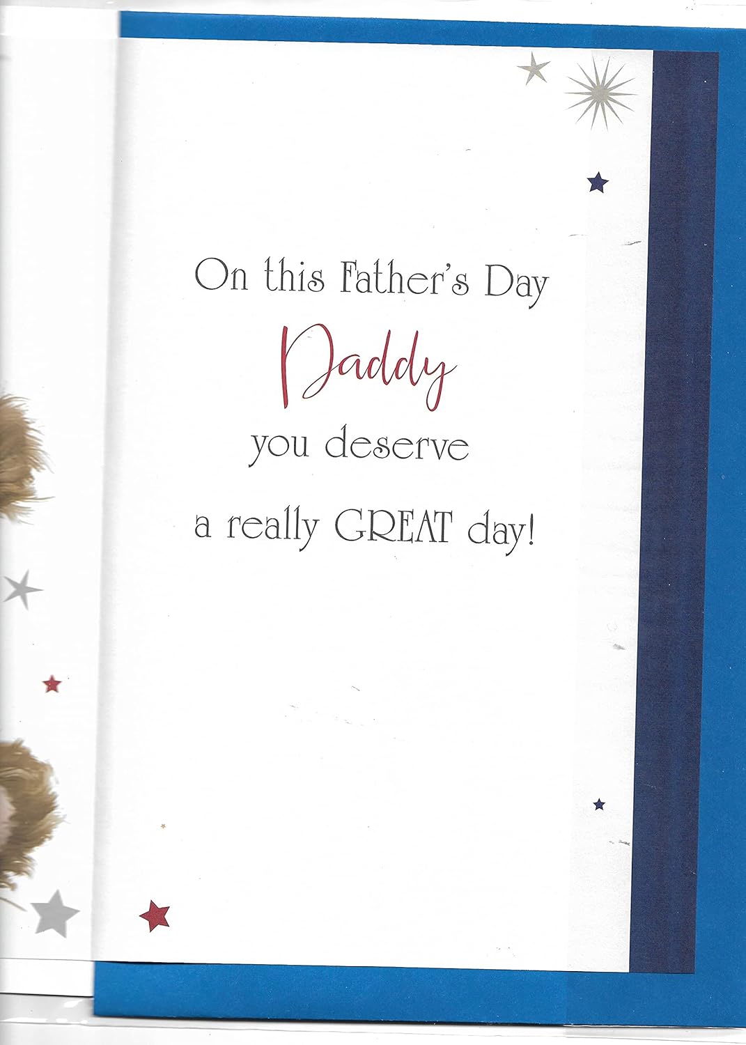 Fathers Day Card for Daddy 17.5 x 27 Cm Happy Father's Day Daddy Large Card with Teddy Design - Image 3