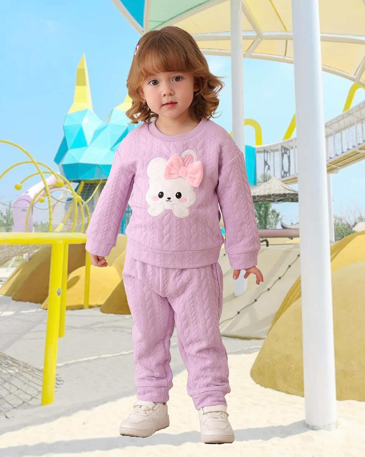 Kucnuzki Baby Toddler Girl Clothes Long Sleeve Crewneck Sweatshirt Tops Sweatpant Sweatsuit Baby Girl Fall Winter Outfit