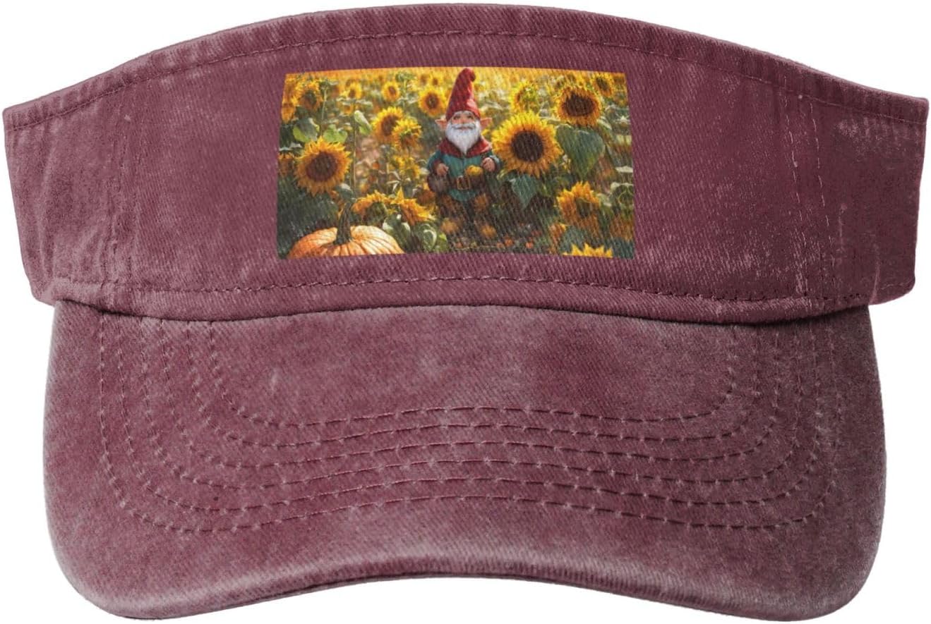 Xmas Funny Gnomes Print Sport Sun Visor Hats Cotton Ball Caps Empty Top Baseball Sun Cap for Men Women