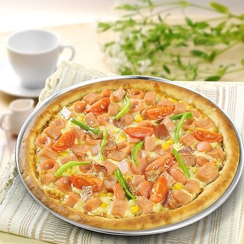Miniatura 7 de Deedro Bandeja para pizza, bandeja para pizza de acero inoxidable de 12 pulgadas y bandeja para hornear, paquete de 3