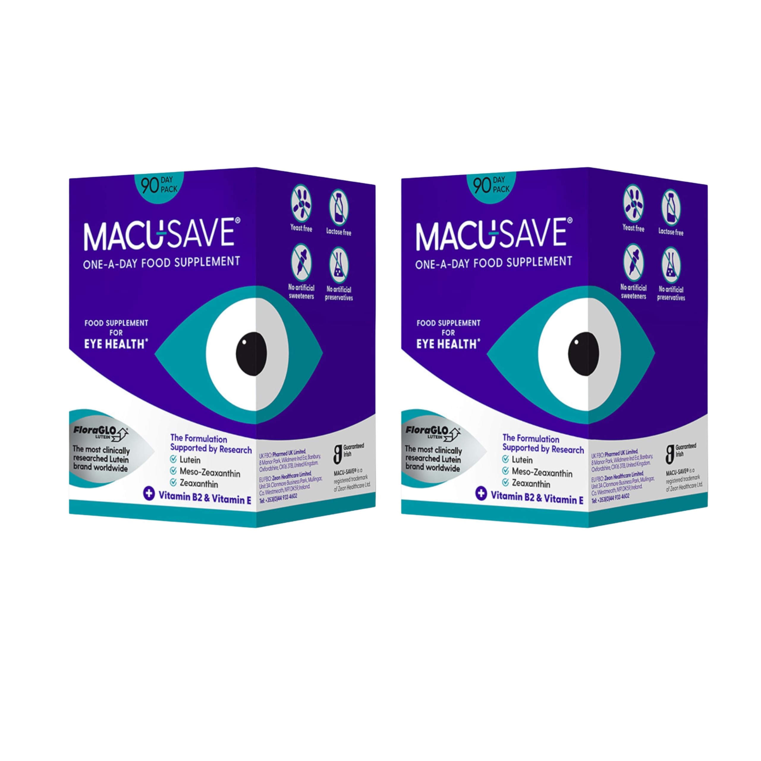 2 X 90 Pack - Macu-SAVE Food Supplement with Meso-Zeaxanthin/Lutein and Zeaxanthin - 180 Capsules (6 Months Supply)