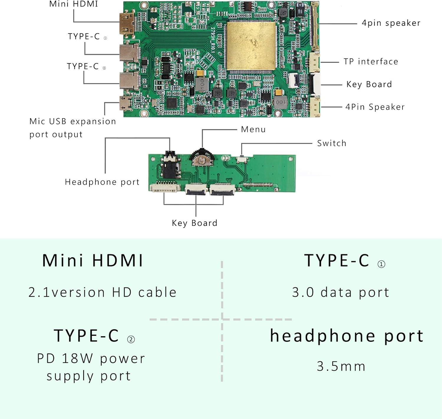 VSDISPLAY USB C LCD Controller Board VS-RT2795T4K-V5 Compatible with 15.6 inch 4K 3840x2160 Resolution 60Hz NV156QUM N44 NV156QUM N32 4 Lane eDP LCD Screen