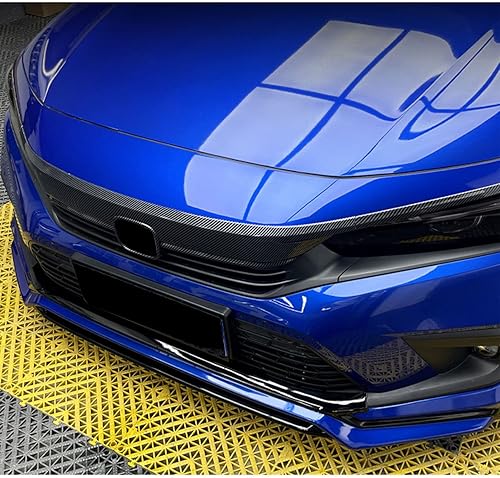 Miniatura 9 de x xotic tech Parachoques delantero exterior parrilla superior a rayas, patrón de fibra de carbono, compatible con Honda Civic Sedan 11 generación