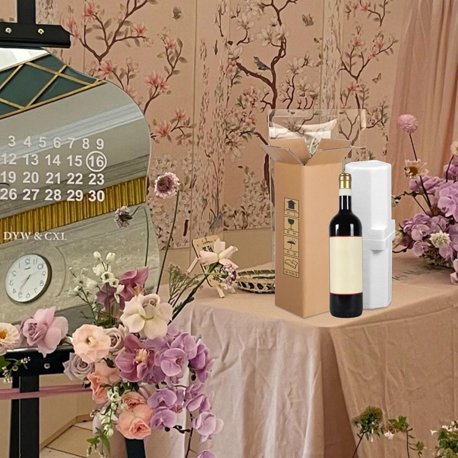 Wine Shipping Box, 2 Sets Wine Bottle Shipping Boxes with EPS Foam Protective, Single Wine Case Corrugated Box for Moving Safety Shipping of Glass Bottles, 4.9 x 4.9 x 15 Inch