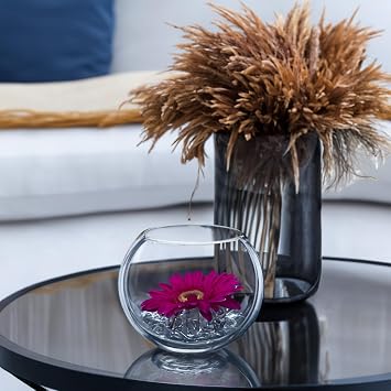 WGVi Clear Glass Tea Light Votive Candle Holder, Width 3, Height 2.5, Small Globe Bubble Bowl Round Vase, Tabletop Decor Container Terrarium, 1 Piece