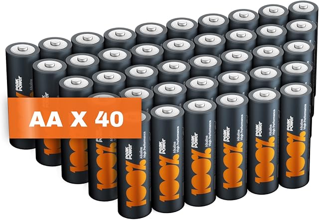 AA Batteries pack of 40 by PeakPower 10Year Shelf life & Ideal for everyday devices