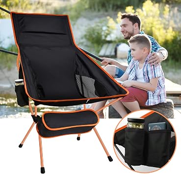 Set of 2 Ultra Lightweight High Back Folding Camping Chairs