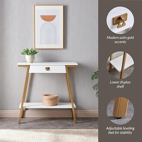 Miniatura 59 de Leick Home 214338 Empiria Mesa consola de madera con marco de metal para sala de estar, entrada, dormitorio, gris Negro lavado,Gris,Mission