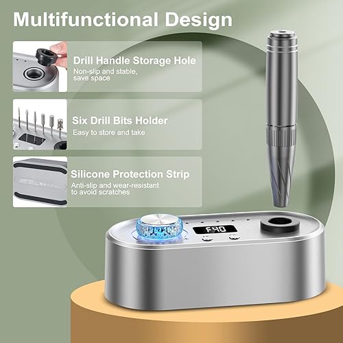 Miniatura 6 de Taladro eléctrico de uñas, 40000 rpm, kit profesional de taladro de uñas Efile para uñas acrílicas de gel, alta velocidad, baja vibración, baja