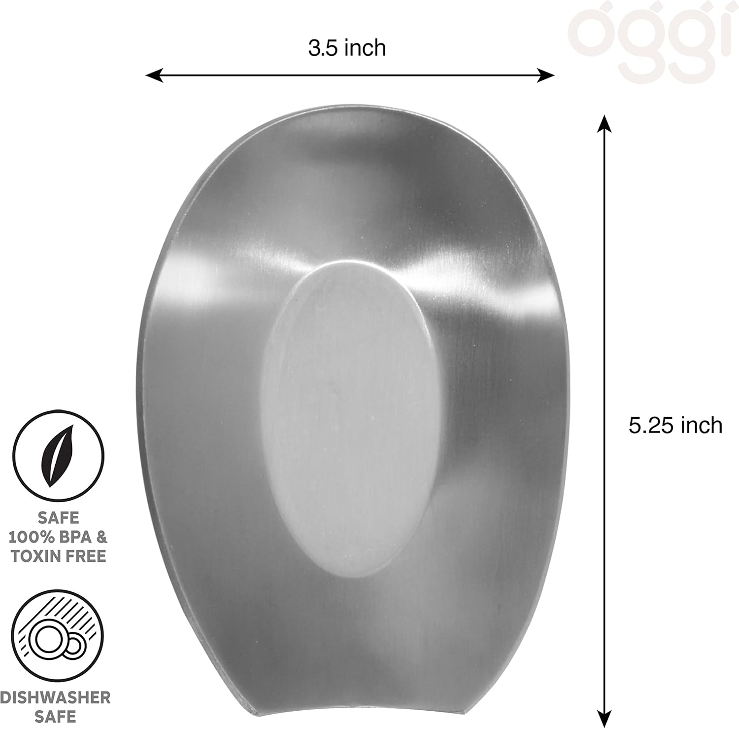 Oggi Stainless Steel Spoon Rest, 5.25 inch by 3.5 inch