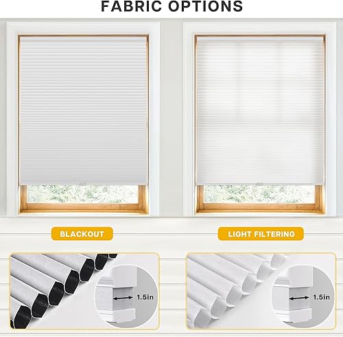 Miniatura 5 de LazBlinds Persianas celulares sin cordones, filtrantes de luz, de 1.5 pulgadas, persianas plisadas para ventana de 22 pulgadas de ancho x 48