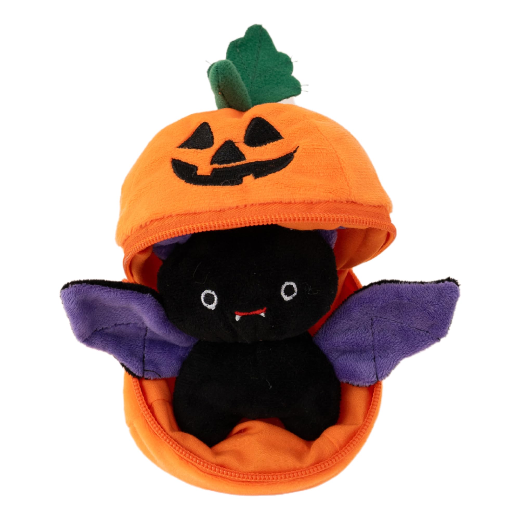 Spooky Halloween Zip Up Stuffed Animal - Creepy Cute Bat Plush Toy - Perfect Halloween Decor Gift for