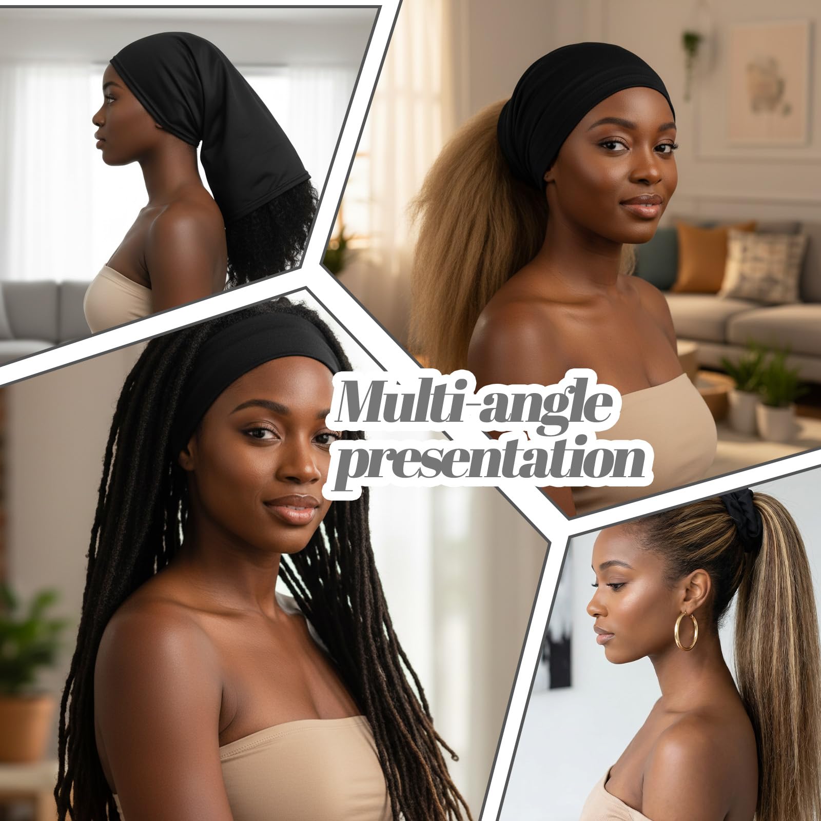 Molain Lot de 4 bonnets élastiques pour dreadlocks, chaussettes longues pour dreadlocks, bandes souples et extensibles, peuvent être utilisées comme bonnet de sommeil, bonnet de nuit unisexe pour