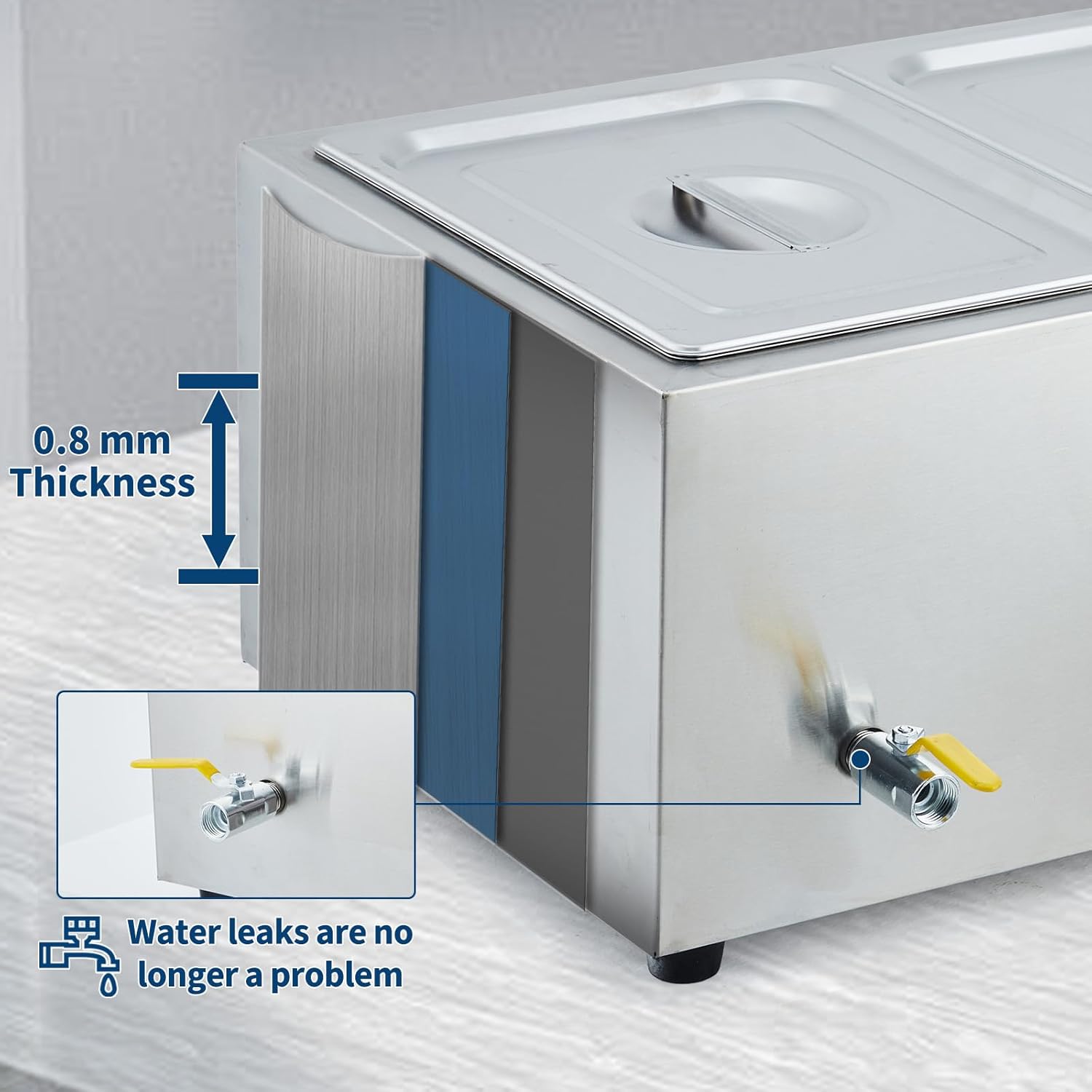 1500W Stainless Steel Commercial Steam Food Warmer with 2-Pan Bain Marie - Warming Trays for Buffets Party, Food Warmers for Parties Buffet Electric, Electric Buffet Servers and Warmers for Catering