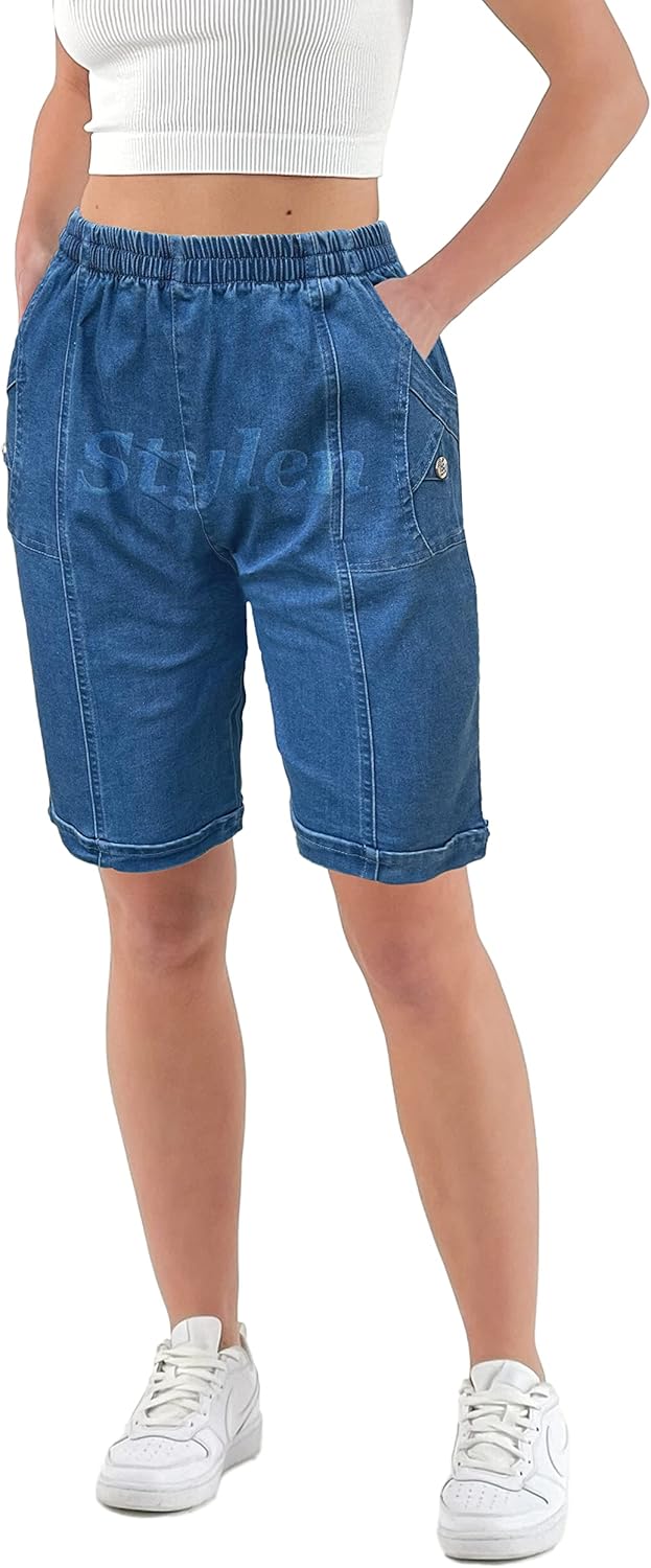 Womens Shorts with Pockets Lightweight Elasticated Summer Easy Care Ladies Travelling Pull on Comfy Lounge Shorts Plus Size