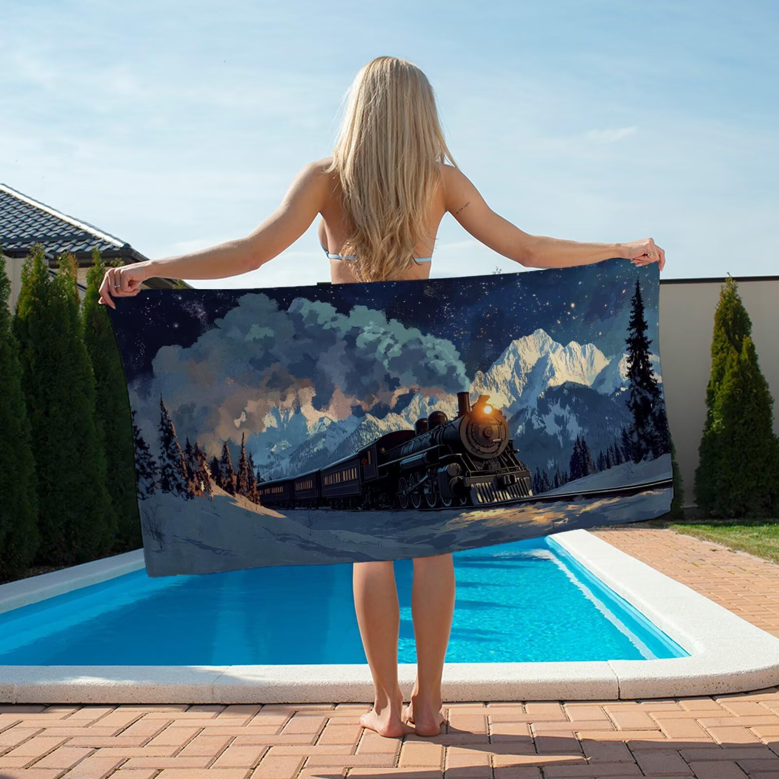 2-pak bardzo dużych 100 x 220 cm zimowy szybkoschnący ręcznik z mikrofibry bez piasku i plażowy, lekki podróżny, kompaktowy ręcznik kempingowy z torbą do przechowywania, chłonny dla kobiet, mężczyzn