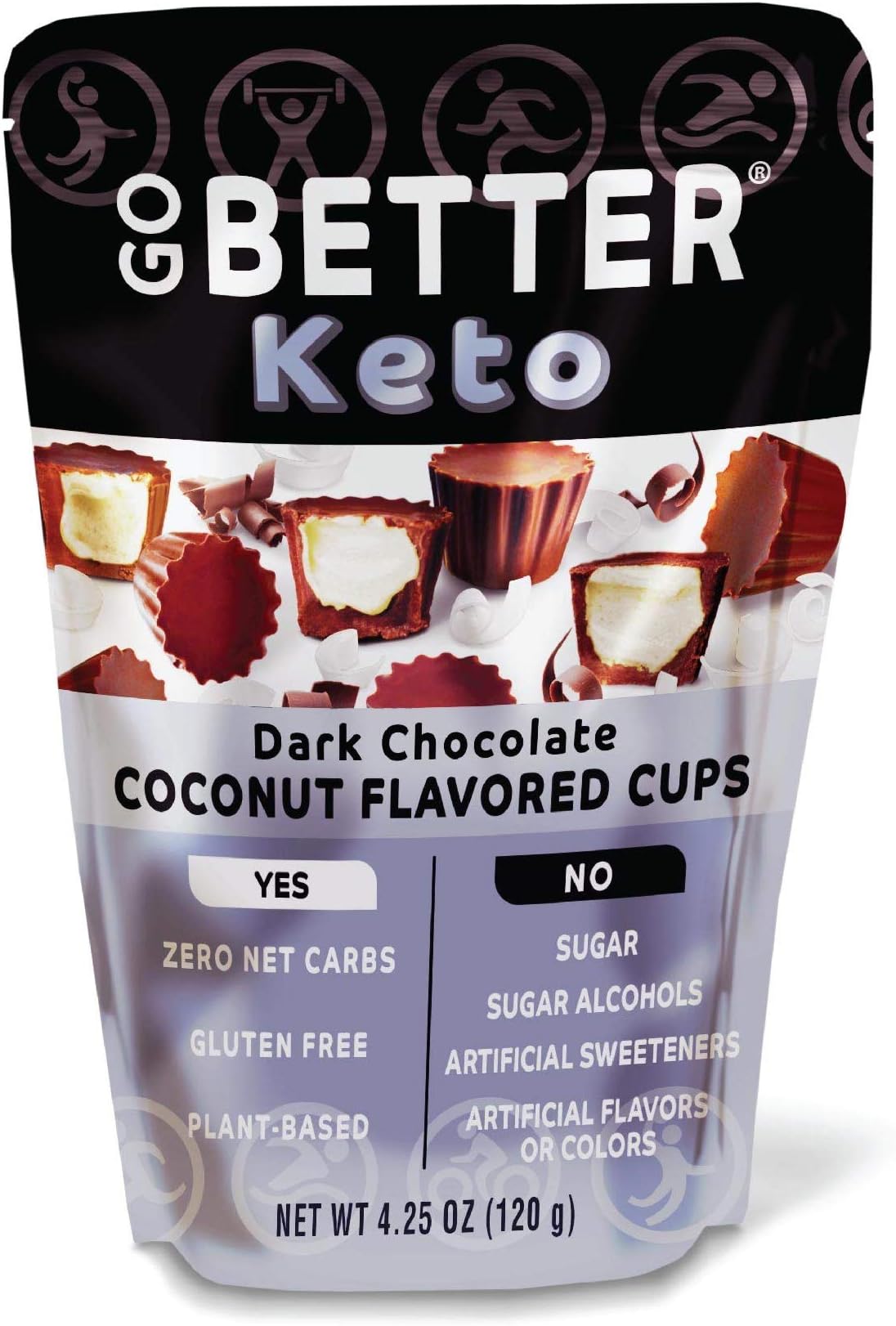 GO BETTER Keto Cups | Coconut Butter | No Carbs, Gluten Free, Vegetarian, No Sugar, No Artificial Sweeteners, Non GMO, Soy Free, Fat Bombs | 4.25 oz Bag