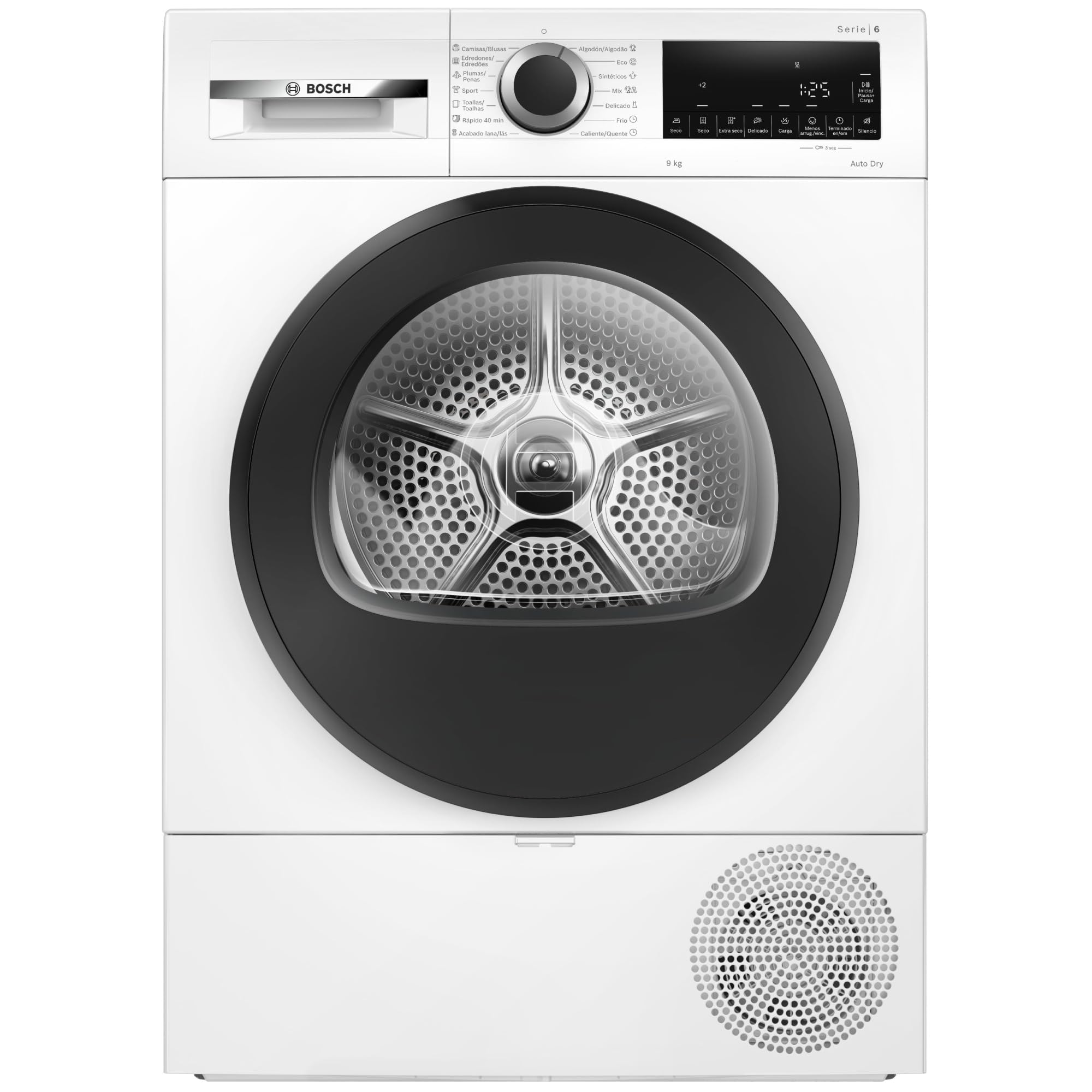Bosch – Secadora con Bomba de Calor, 9 kg, AutoDry, Media Carga, Antiarrugas, Blanco, WQG24200ES