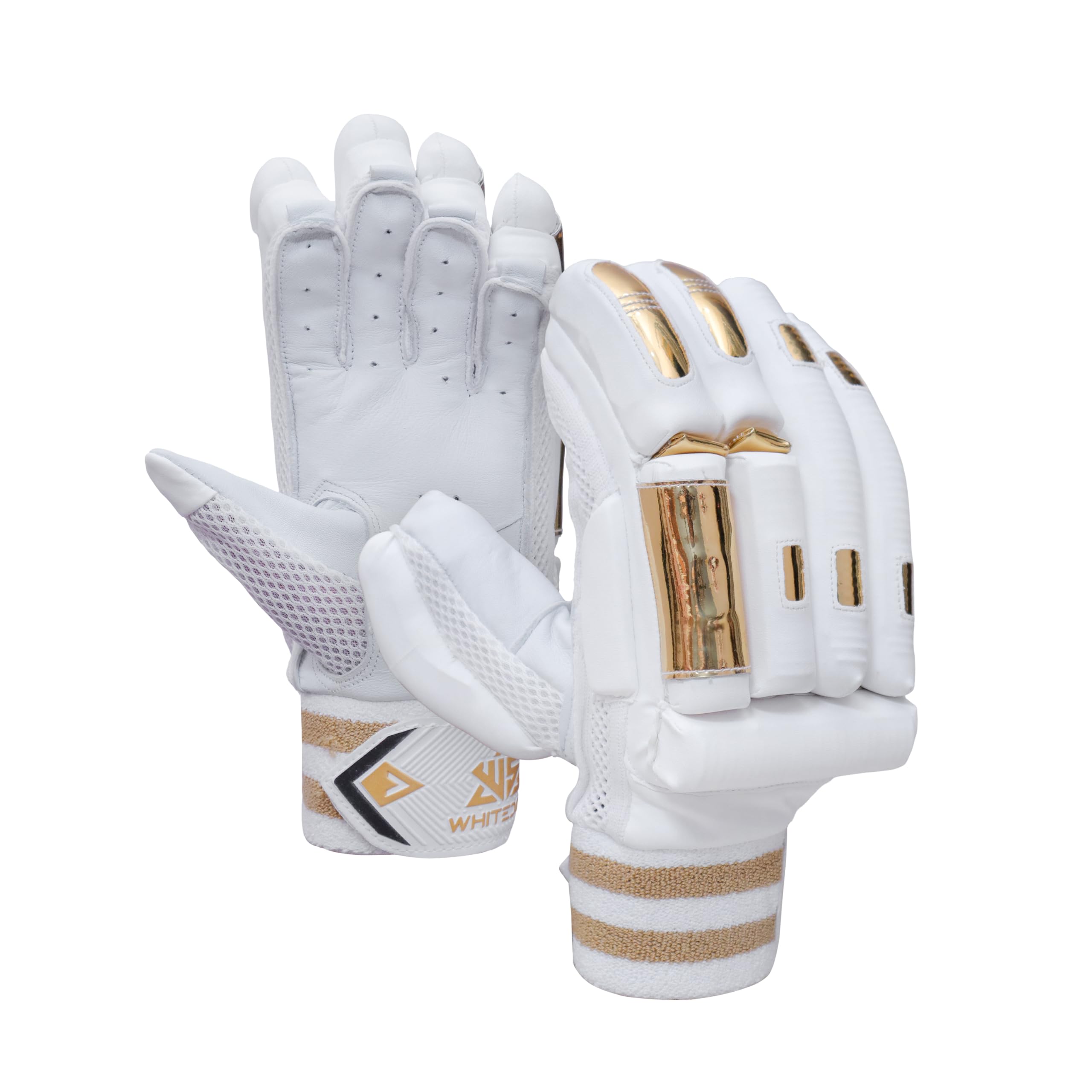 WHITEDOT Albatross Gold Edition Professional Cricket Batting Gloves for Youth | Lovlon Leather Palm | Fiber Protection | Cotton Filled Finger Rolls | Left Hand | White & Gold-image-19