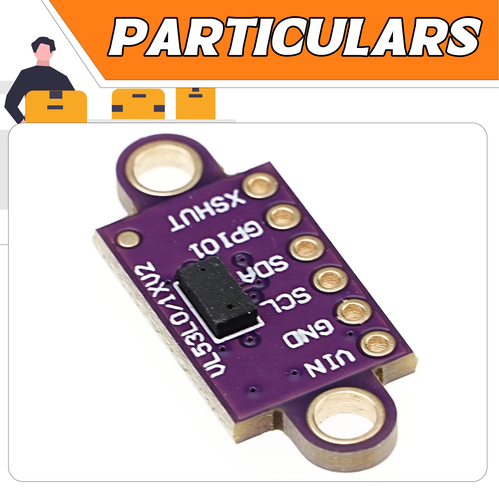A-DIGISHUO 5Pcs Laser Ranging Sensor Module VL53L0X V2ToF Time of Flight Serial Port PWM Output, Purple - Image 4